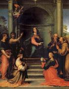 Fra Bartolomeo, The Anunciacion, Holy Margarita, Maria Mary magdalene, Pablo, Juan the Baptist, Jeronimo and Francisco